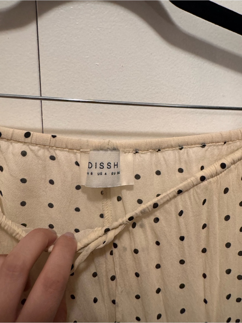 Dissh Vanessa Set - Cream Polka Dot Cami Top & Wide Leg Pants Set - Picture 8 of 9